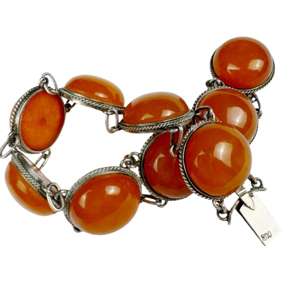 Continental Silver & Carnelian Link Bracelet - Picture 10 of 16